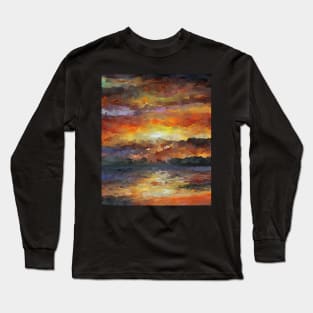 Impressionist Abstract Sunset Sunrise Ocean Long Sleeve T-Shirt